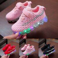 [HOT XJJKENG HOT] รองเท้ากีฬาวิ่ง Booties เด็กเด็กทารกเด็กผู้หญิง Bling Led Luminous Lace Up กีฬา Run รองเท้าผ้าใบ Casual Light Up รองเท้า