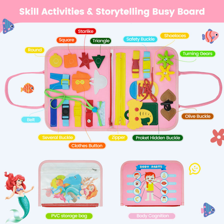 montessori-busyboard-จับคู่เกมเด็กหัดเดินหัวเข็มขัดการฝึกอบรมการพัฒนาทักษะชีวิตขั้นพื้นฐานของเล่นสำหรับการเดินทางของทารก