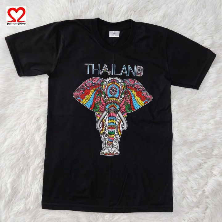 เสื้อยืดผู้ใหญ่-เสื้อยืดคอกลม-เสือสกรีนลายช้าง