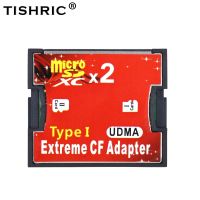 Titric 2018อะแดปเตอร์ไมโครการ์ดความจำกับ CF สองพอร์ตสำหรับ MicroSD HC To Compact Flash Type I ตัวแปลงเครื่องอ่านการ์ดความจำ