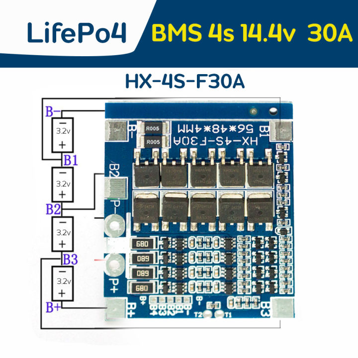 bms-4s-30a-lifepo4-14-40v-บอร์ดป้องกันแบตเตอรี่ลิเธียม-30a-มีวงจรบาลานซ์ในตัวสินค้าในไทยส่งไวทันใช้แน่นอน