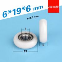 ❁ 20pcs circular arc Plastic coated bearing 686ZZ 6x19x6mm nylon roller plastic sliding door wheel Roller guide wheel