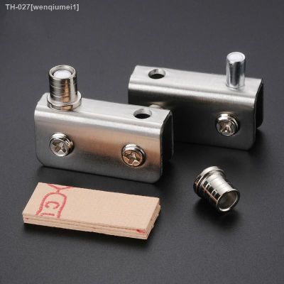 卍☞☃ 2Pcs Glass Pivot Hinge Rotation Axis Stainless Steel Wine Cabinet Door Rotating Hinges Clamp Clip Shaft Hidden Hinge