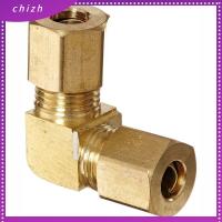 CHIZH ทองสีทอง การติดตั้งท่อบีบอัด 1/4 "X 1/4" หลอด OD ข้อต่อท่อทองเหลือง มีประโยชน์และดี ข้อศอก90องศา น้ำน้ำมันเบนซินน้ำมัน