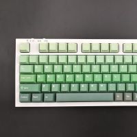 Green theme Keycap Gradient Color 138-key Five-sided PBT Sub Key Cap Mechanical Keyboard Cap Cherry Profile ปุ่มกดคีย์บอร์ด PBT 138 คีย์ สีเขียว ไล่โทนสี