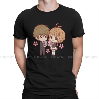 Anime Card Captor Sakura Syaoran Li And Kinomoto Tshirt Homme MenS Clothing Blusas Cotton T Shirt For Men