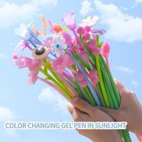 3Pcs Creative Gel Pens Sun Flower Color Changing Pen Silicone Ballpoint Gel Ink Pen Writing Tool School Stationery Pens