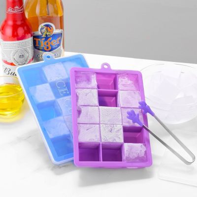 ▥◊▣ Large Silicone Ice Cube Trays with Lid Bpa Free Summer Ice Jelly Maker Mold For Whisky Cocktail Cold Drink