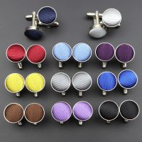 【hot】 Classic Fashion Striped Polyester Design Cufflink Mens Brand Cuff Buttons Links Jewelry Accessory