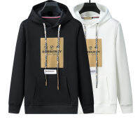 【มาใหม่】Burberrys เสื้อสเวตเตอร์มีฮู้ดสำหรับผู้ชายพิมพ์ทุกวันฟิตเนสชุดกีฬา Basic Casual Hoodies Oversize เสื้อสีขาว