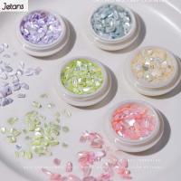 JETANS ที่มีสีสันพื้นผิวที่ไม่สม่ำเสมออุปกรณ์ทำเล็บบางพิเศษเปลือกหอยทะเลธรรมชาติ3D ตกแต่งศิลปะเล็บเกล็ดหินพลอยเทียมตกแต่งเล็บศิลปะ