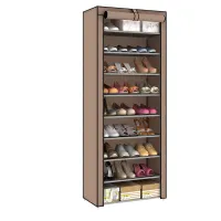 9 TIER CANVAS FABRIC SHOES RACK STORAGE CABINET RAIL ORGANISER ZIPPER STAND