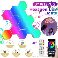 hyfvbujh﹍♠☄ Hexagon Wall Bluetooth Music Sync Lights Night for Setup