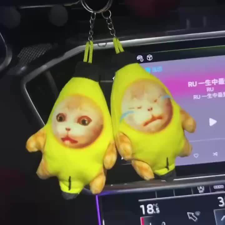 12cm Banana Cat Crying Meme Cat Banana Soft Toy Sad Banana Cat Keyring