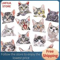 LMFIUA STORE สติ๊กเกอร์ติดสติกเกอร์ลายเสื้อผ้าตกแต่งบ้านเสื้อปักอุปกรณ์เสริมเหล็กหล่อเครื่องตกแต่งที่มีลักษณะเฉพาะตัวบนแพทช์ตกแต่งบ้านเส้นใยโพลีเอสเตอร์โลโก้แมว