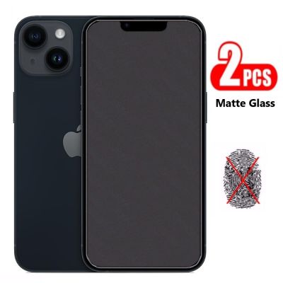 กระจกเคลือบด้าน2ชิ้นสำหรับ iPhone 14 Pro Max 11 12 13 7 8 Plus กระจกนิรภัยบนน้ำค้างแข็ง Mini SE 2020 6S X XR XS
