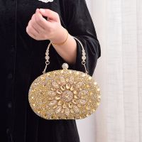 Hot selling 2023 new Chinese style clutch bag alloy flower diamond inlaid dinner retro celebrity dress banquet