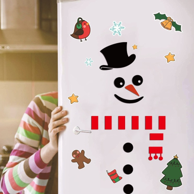 ตู้เย็นรถโรงรถประตูสติ๊กเกอร์ซานตามนุษย์หิมะห้องผนังสติ๊กเกอร์ตกแต่งคริสต์มาสสำหรับบ้านสวัสดีปีใหม่