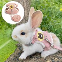 Adjustable Bunny Rabbit Harness Leash Set Soft Harness Leash for Small Pet Rabbit Cat Puppy Kitten Ferrets Outdoor Vest Harness Leashes