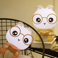 Bear Glasses Rabbit Lamp Modern Baby Night Lamp Kids Led Night Light Cartoon Animal Table Lamps Children Birthday Holiday Gifts Night Lights