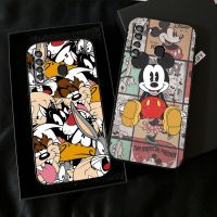 [On1ine 3C Digital} Disney Mickey Mouse น่ารักโทรศัพท์กรณีสำหรับ Samsung Galaxy A01 A02 A10 A10S A20 A22 A31 4G 5G Coque Liquid Silicon สีดำ