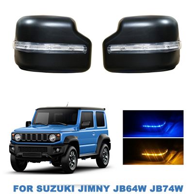 Car Rear View Mirror Cover Side Wing Mirror Cap Shell with Turn Signal Light for Suzuki Jimny Jb64 JB74 2018-2020