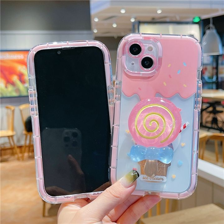 shine-electron-อิเล็กทรอนิกประกายแสงไอศครีมฤดูร้อนเกาหลี-เคสโทรศัพท์เรืองแสงสำหรับ-iphone-11-12-13-pro-max-x-xs-xr-ฝาหลังนิ่มโปร่งใสแบบน่ารักสำหรับ-iphone-11-12-13-pro-max-x-xs-xr