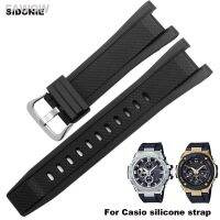 ปะเก็นนาฬิกาข้อมือยางสำหรับ Casio GST-W120L S130L GST-W100G B100สายนาฬิกาซิลิโคนอุปกรณ์เสริม26-14มม