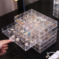 31/72/79/120 Grids Jewelry Organizer Acrylic Cosmetic Storage Box 3/5 Layers Nail Rings Diamond Earring Display Drawer Container
