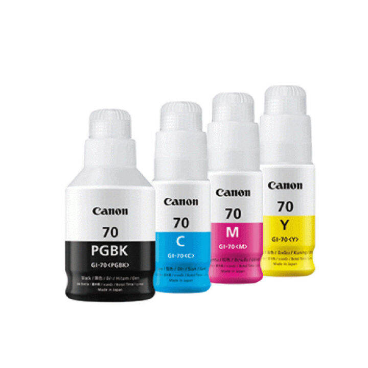 หมึกเติม-canon-bottle-gi-70-bk-c-m-y-ทั้งหมด-4-สี-ของแท้-100-สำหรับ-printer-pixma-gm2070-canon-pixma-g5070-canon-pixma-g6070