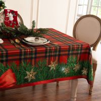 【cw】 Inter Holiday Christmas Tablecloth Plaid Printed Tablecloth Kitchen Table Cover for Christmas/Dinner Party Decorations ！