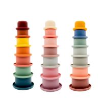 TYRY.HU 7pcs Baby Stacking Cup Funny Toys Color Rainbow Stacked Cups 3D Folding Toys Early Educational Intelligence Toy BPA Free