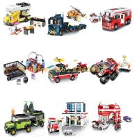 Urban Bbq Camper Motorcycle Car Bus Gas Station Camper Plane Trailer Truck Helicopter Hospital Building Blocks Toy