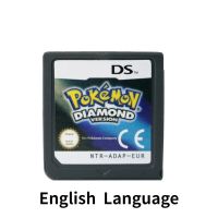 ตลับเกม Pokemon NDS ชุดการ์ดเครื่องเล่นวิดีโอเกมประดับเพชรทองคำขาวไข่มุกเม็ดสีทองสำหรับ DS หลายภาษา