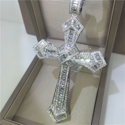 European and American Fashion Zircon Cross Pendant Necklace for Women Men Prayer Belief Necklaces Wedding Party Jewelry Gift