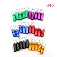 5pcs/set Hot Sale Pillbox Keychain Pill Box Aluminum Drug Pill WaterProof Cases Bottle Holder Container For Medicines 48*17MMAdhesives Tape