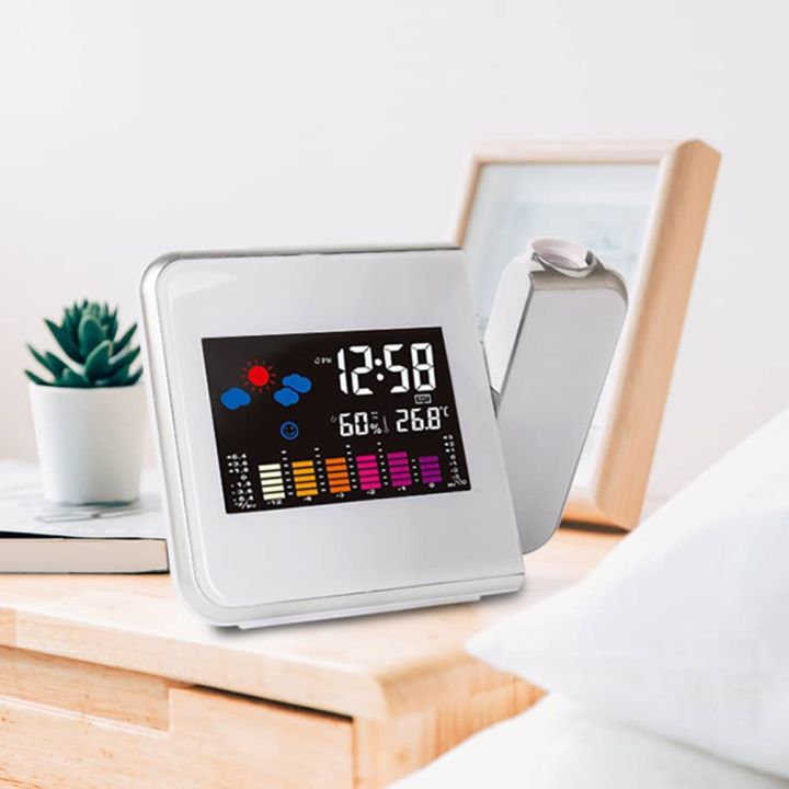 LCD Digital LED Projector Projection Weather Station Calendar Snooze ...