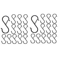 24PCS S Hooks for Hanging - S Shaped Hooks for Kitchen Utensil and Closet Rod - Black S Hooks for Hanging Plants,Pots