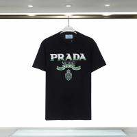 PRADA 2023เสื้อยืดแขนสั้นสำหรับทุกเพศเสื้อยุโรปและอเมริกาตัวอักษรนีออนโลโก้สินค้าใหม่