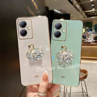 เคสโทรศัพท์ VIVO Y27 Y78 Y02 Y02A Y02T 4G 5G 2023 เคส ข้อเสนอสุดพิเศษดีไซน์ใหม่ทันสมัยเคสนิ่มทำจากซิลิโคนเคลือบอิเล็คโทรเพลตดั้งเดิมประดับพลอยเทียมรูปหงส์ Case