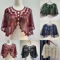 NK5H สง่างามเรียบหรู วินเทจ แต่งงานในงานแต่งงาน สำหรับผู้หญิง Flapper shawl การตกแต่งเลื่อม ผ้าคลุมไหล่ลูกปัดลูกปัด ผ้าคลุมไหล่สำหรับงานเลี้ยง