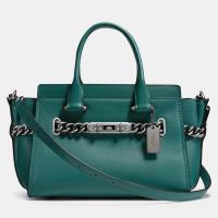 COACH SWAGGER 27 IN GLOVETANNED LEATHER STYLE NO.12119 (DARK GUNMETAL/DARK TURQUOISE)