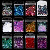 12สีกากเพชรเล็บโฮโลแกรม Flakes แวววาวอีพ็อกซี่เรซิ่นเทศกาล Chunky Star ผีเสื้อผสม Sequins 2G ต่อ