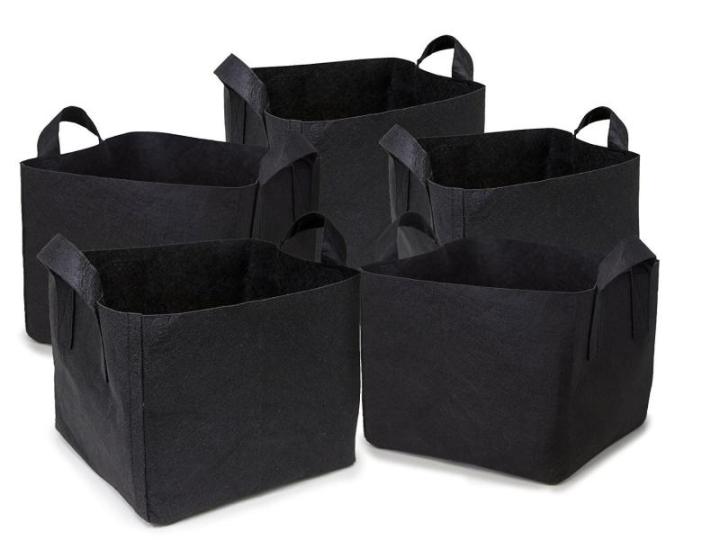 แพ็ค-10-ถุงปลูกต้นไม้แบบผ้า-ขนาด-5แกลลอน-ทรงสี่เหลี่ยม-สูง-25ซม-smart-grow-bag-5-gallon-fabric-pot-square-shaped