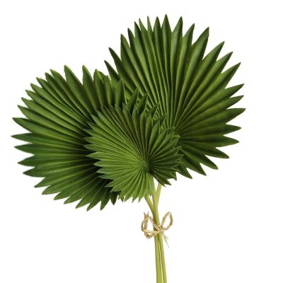 3 Pcs Artificial Palm Leaves Bunch Green Plastic Fake Plants Simulation Leaves Flower Arrangement Home Decoration