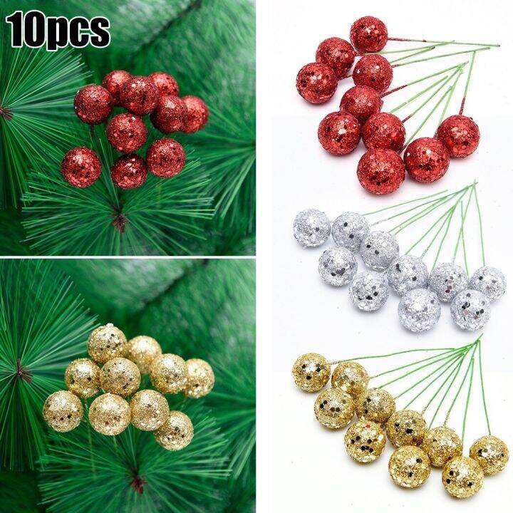 10ชิ้น-สตริง-g-litter-ลูกคริสต์มาส-baubles-คริสต์มาสต้นไม้แขวนเครื่องประดับตกแต่งตกแต่งต้นคริสต์มาสตัดจำลองผลไม้