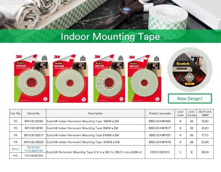 3M Scotch® Indoor Mounting Tape Lazada