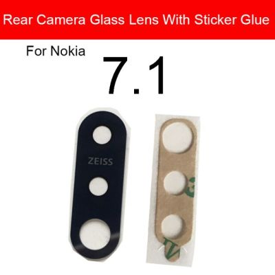 เลนส์กระจกกล้องถ่ายรูปที่ด้านหลังสำหรับ Nokia 3 5 6 7 8 3.1 5.1 6.1 7.1 8.1 Plus X5 X6 X7 X71กล้องมองหลังฝาครอบเลนส์กระจกเลนส์กระจกกล้องถ่ายรูปด้วยเทปกาว