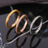 wholesale High-Quality Scrub Titanium Steel Rings for Women 2 MM Width Finger Rings Gift Girl Fashion Party Jewelry