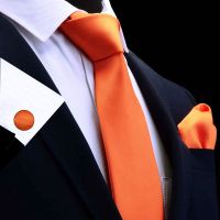 Ricnais Silk Solid Men 39;s Tie Set 8cm Ties Handkerchief Cufflinks Sets For Man Red Gold Purple Necktie for Men Wedding Gift